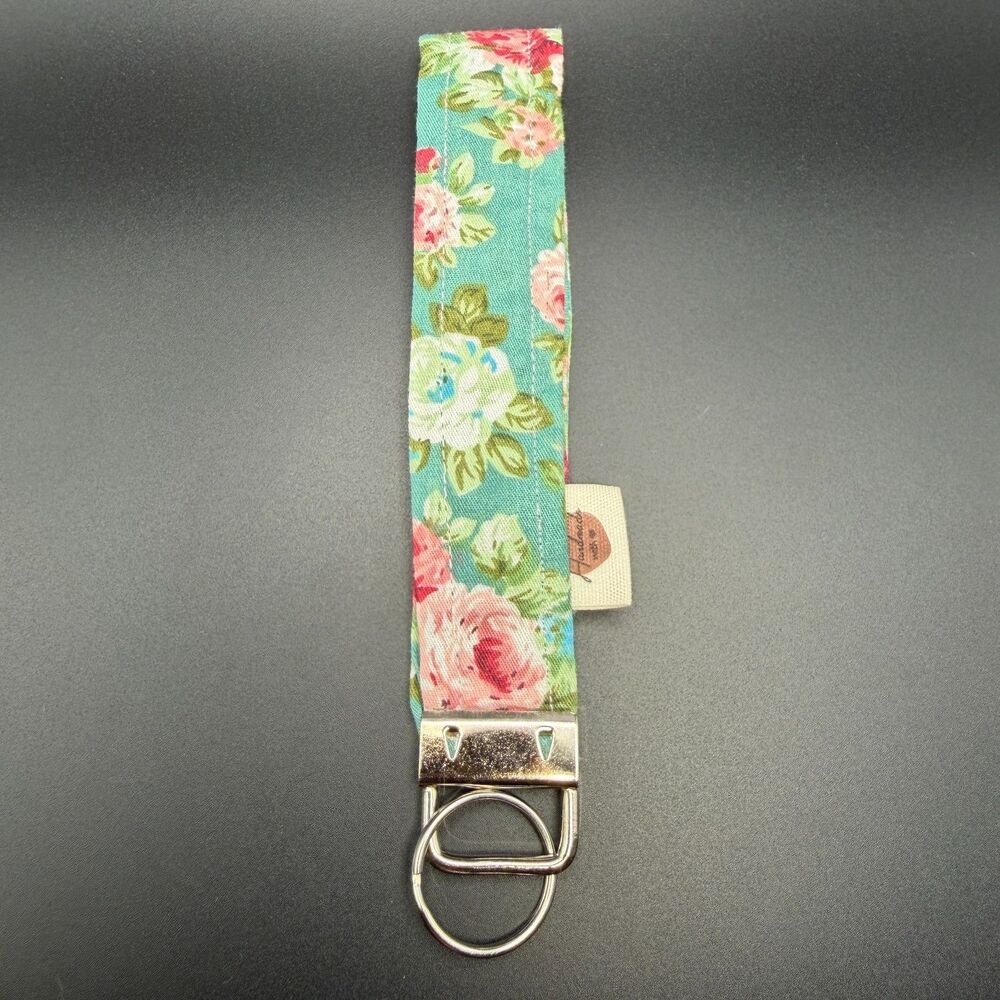Handmade Floral Fabric Wristlet Keychain Lanyard